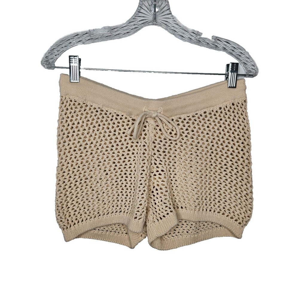 DANDY DEL MAR Malaga Crochet Shorts Women's Large Beige Drawstring Waist Beach